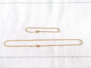 Vintage Avon Set Of 2,  Gold Tone Rope Necklace & Matching Rope Bracelet