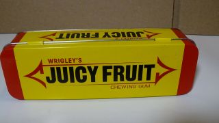 Juicy Fruit 6.  5 " Collectors Tin Wrigley Chewing Gum Promotional Item Vintage Fun