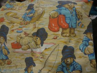 Vintage Paddington Bear At The Beach Fabric Remnant (66cm X 64cm)