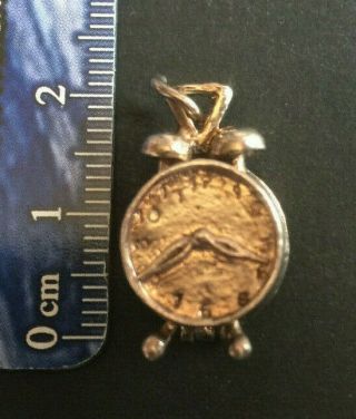 Solid 925 Sterling Silver Vintage Opening Alarm Clock Charm For Bracelet 4.  4gram