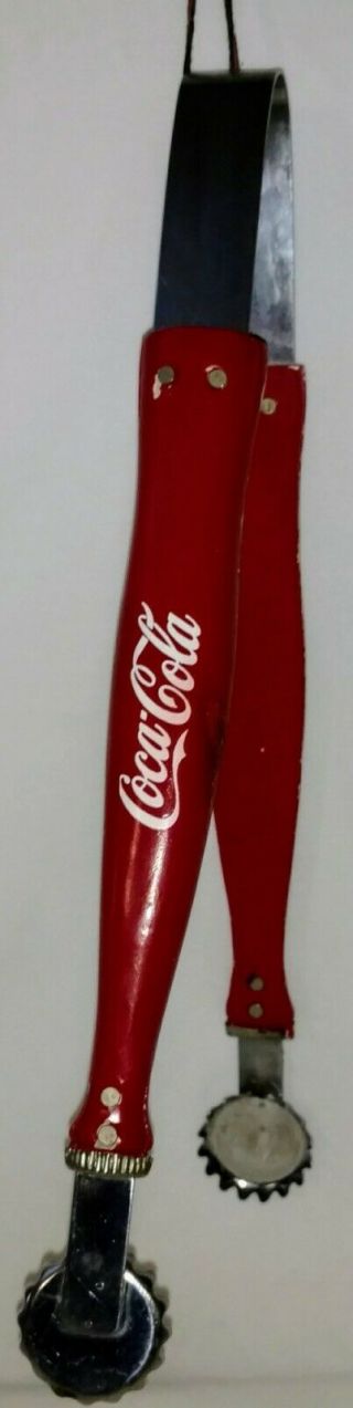 Vintage Coca Cola Tongs Wood Handle 3