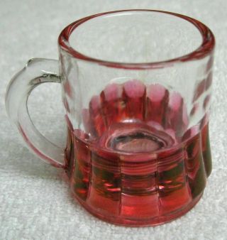 Set Of 2 Vintage Shot Glasses - Cranberry Ruby Flash,  Marked Federal Glass - 2oz.