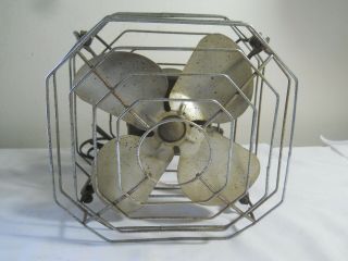 Vintage Metal Hexagon Wire Cage Electrical Fan