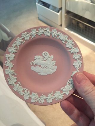 Wedgwood Pink Jasperware Muses & Pegasus Small Round Tray Plate Dish Vintage