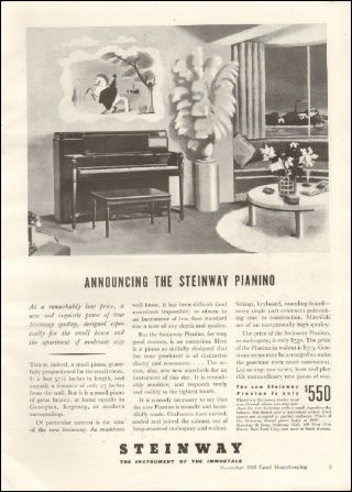 1938 Vintage Ad For Steinway Pianino `retro Art Photo Price 041018)