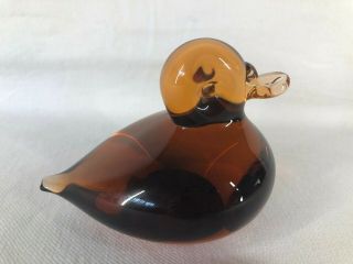 Vintage Wedgwood Amber Glass Duck (ref Y801)