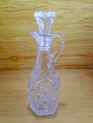 Vintage Clear Pressed Glass Cruet Caster And Stopper