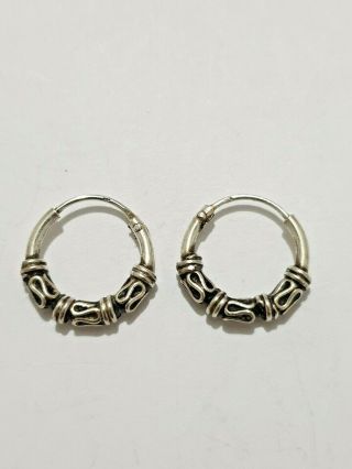Fine Vintage Designed Hoop Earrings 925 Solid Sterling Silver Jewellery