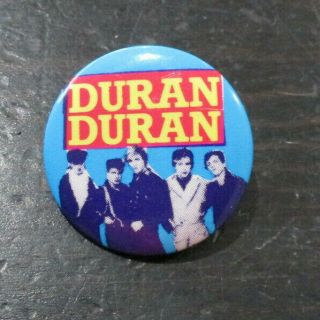 Vintage Duran Duran Button Pin 1 Inch Band Tour Concert Rock Music Blue 80s