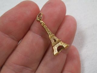 Eiffel Tower Paris France 800 Silver Vintage Gold Plated Bracelet Charm 7/8 " - Ad