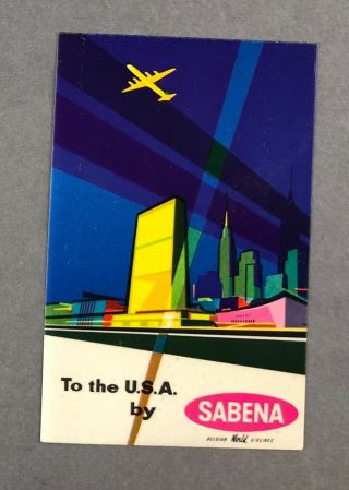 Sabena Usa Vintage Airline Luggage Label Baggage