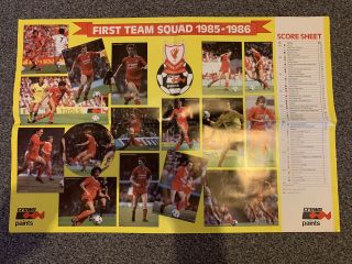 Lfc Liverpool Football Club Vintage Poster 1985 - 1986 First Team Squad