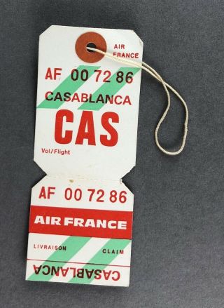 Air France Casablanca Vintage Airline Bag Tag Luggage Baggage Label Af
