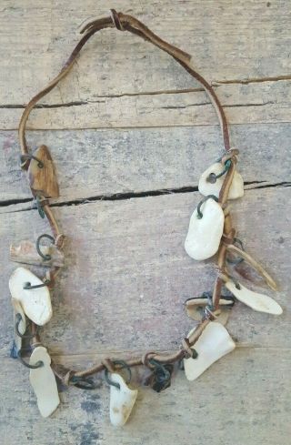 Vintage Ymca Indian Guides Bone And Seashell Necklace