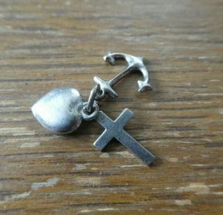 Vintage Sterling Silver Faith Hope Charity Charm