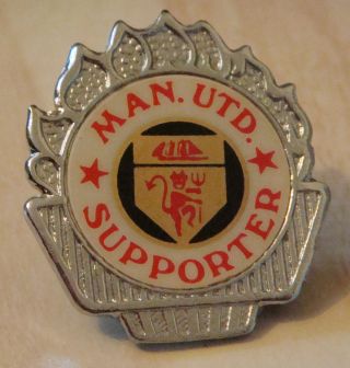 Manchester United Vintage 1970s 80s Insert Badge Brooch Pin Chrome 31mm X 35mm