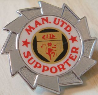 Manchester United Vintage 1970s 80s Insert Badge Brooch Pin Chrome 36mm X 36mm