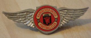 Manchester United Vintage 1970s 80s Insert Badge Brooch Pin Chrome 76mm X 26mm