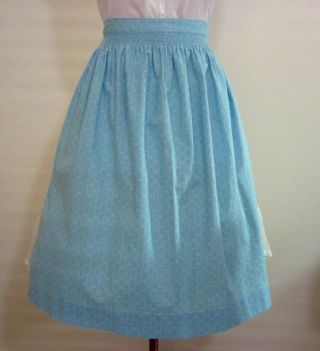 Vintage Hostess Half Apron Blue Smocked Waistband Hens Party Gift Home Kitchen