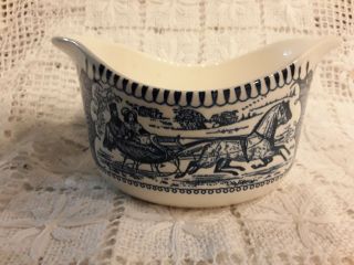 Vintage Currier Ives Royal China Blue And White Winter Road White Horse