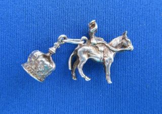 VINTAGE 925 STERLING SILVER CHARM THE QUEEN ON HORSEBACK & ROYAL CROWN 2