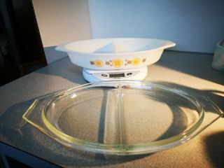 Vintage Pyrex Town & Country 1 1/2 Quart Divided Casserole Serving Dish with Lid 2