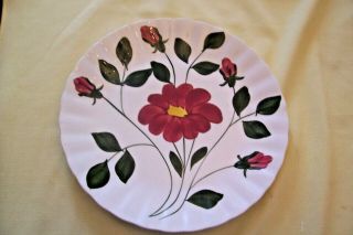 Vintage Blue Ridge Southern Potteries 9 " Dinner Plate Red Flower W Buds