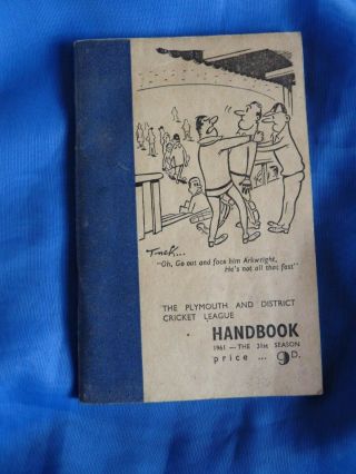 Vintage 1961 Plymouth And District Cricket League Handbook Devon Nostalgia