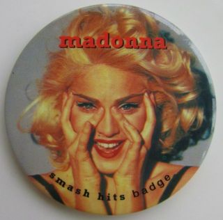 Madonna Smash Hits Large Vintage Metal Pin Badge From The 1980 