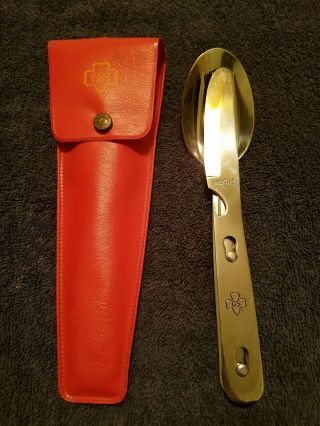 Vintage Girl Scouts Cutlery Set Fork / Knife / Spoon With Case