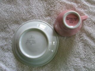 Vintage Pink,  Gray And White Shenango Demitasse Cup and Saucer Set 2