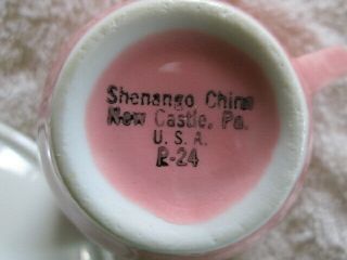 Vintage Pink,  Gray And White Shenango Demitasse Cup and Saucer Set 3
