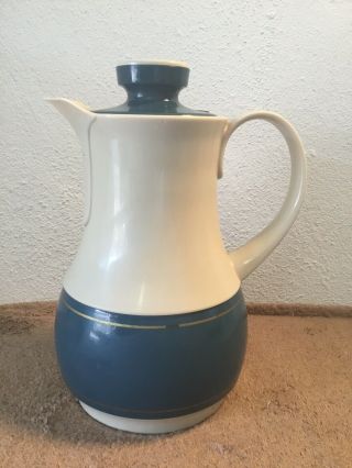 Vintage Thermos Ingried West Germany 570 Coffee Carafe Pitcher Cream & Blue