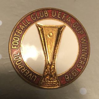 Vintage Liverpool Football Club 1976 Uefa Cup Winners Metal Enamel Badge