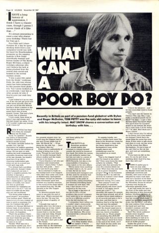 28/11/87pg18 Vintage Article & Picture,  Tom Petty (the Heartbreakers)
