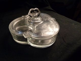 Vintage Clear Glass Candy Nut Relish Dish With Lid Divided 3