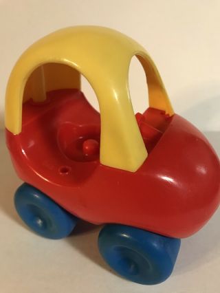 Vintage Little Tikes Place Dollhouse Size Cozy Coupe Red Yellow Blue Wheels Car