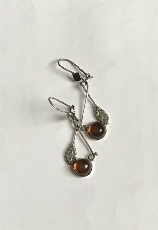 Vintage Silver Amber Earrings