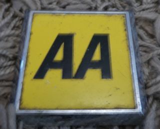 Vintage Aa Square Metal Car Badge Emblem - Classic London Wc2