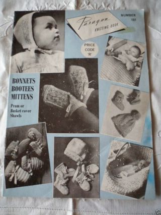 Vintage Knitting Pattern Book Bonnets Bootees Mittens Shawls Paragon No 101