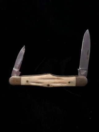 Vintage Frost Cutlery 2 Blade Pocket Knife Bone Handle 3 1/2” W/ 2” & 1” Blades