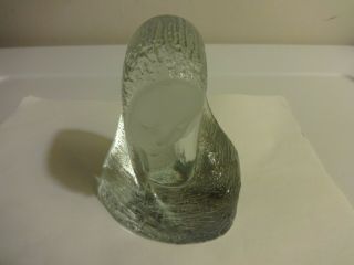 Vintage Viking Crystal ICE Glass Hand Made Virgin Mary Bust Figurine Paperweight 4