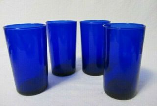 Vintage Cobalt Blue Farmhouse Decor Set Of 4 Juice Glasses France