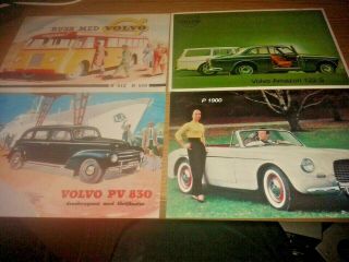 Six Volvo Postcards With Vintage Advertising Amazon Pv444 Pv830 P1900,  Saab 96