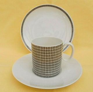 Vintage Retro Thomas China Onyx Grey Cup,  Saucer & Plate Trio - Coffee / Tea