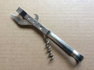 Vintage Tool Steel Tempered Made In Usa Can Bottle Opener Corkscrew 6” L
