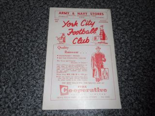 York City V Southport 1956/7 Division 3 (north) February 2nd Vintage