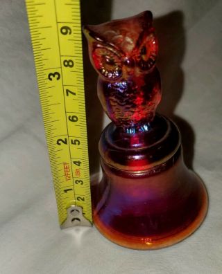 Vintage Fenton Bell Ruby Red Carnival Glass Owl 7” Label