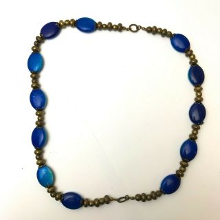 Vintage Styled Costume Jewellery Necklace - Blue Design