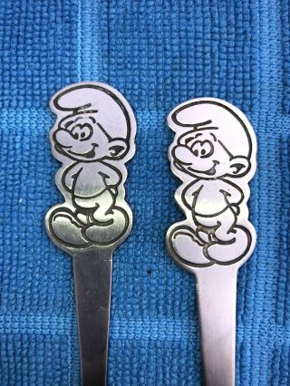 Vintage Smurf Children’s Spoon & Fork Set Peyo Danara 4